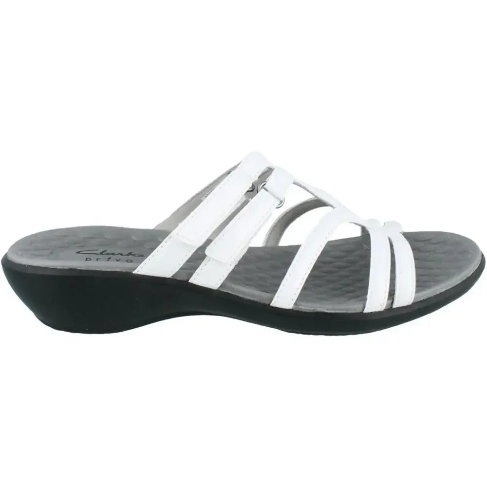 Clarks Collection Sandals Womens 12 White Comfort Walking Adjustable Easy Strap